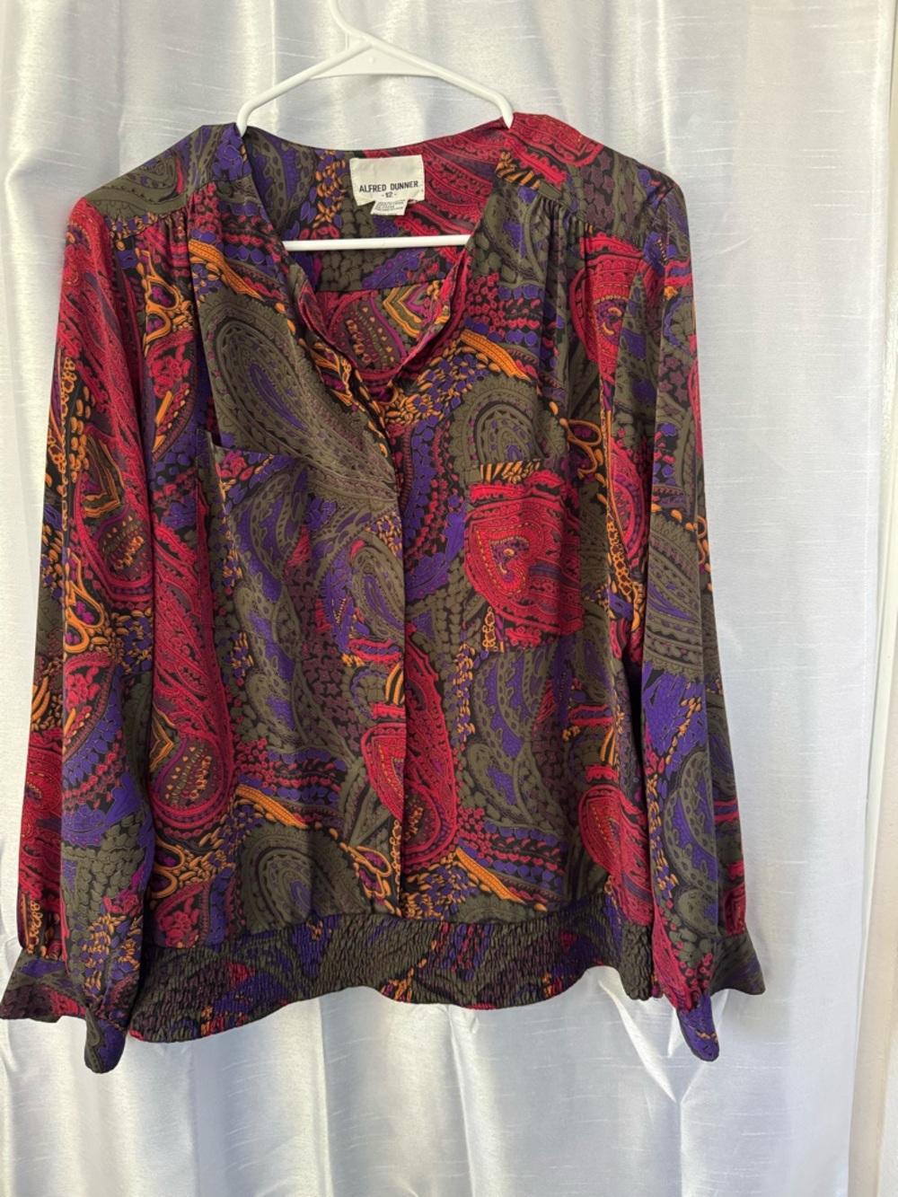 Vintage Alfred Dunner Women's Red Paisley Button up Blouse 80s 90s